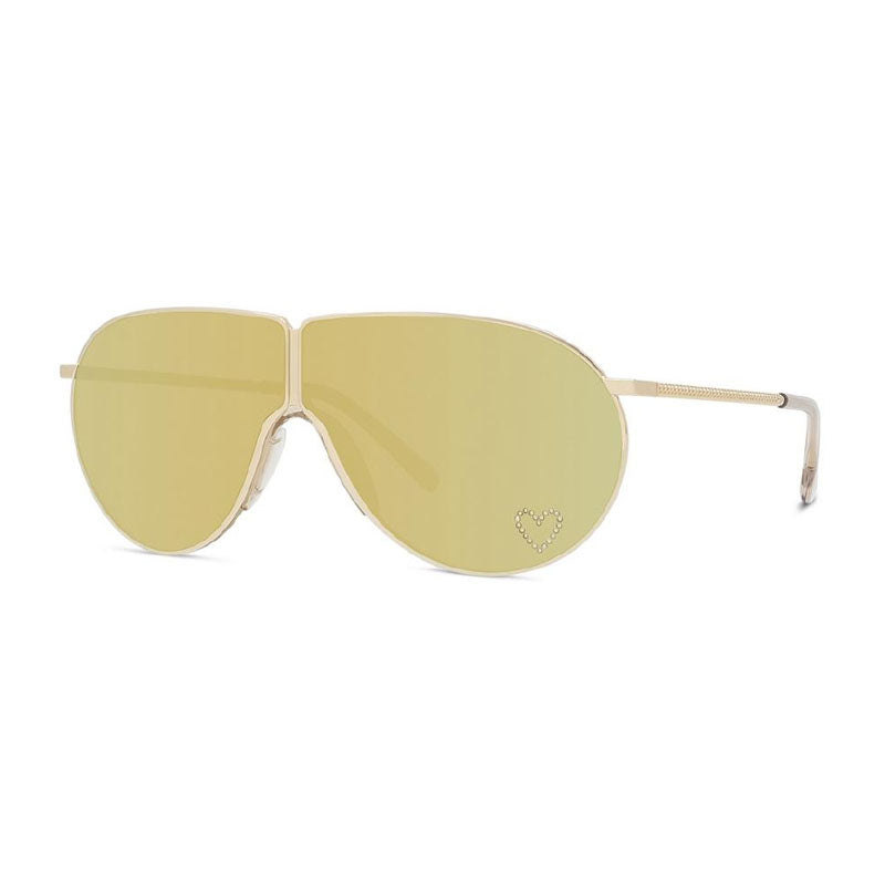 Stella McCartney Sunglasses Shield Full Rim, Gold Frame and Brown Gold Mirror Lens SC40064I30C