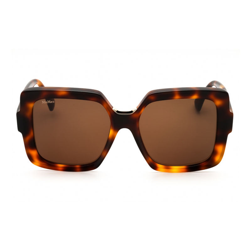 Max Mara Sunglasses Square Full Rim, Dark Havana Frame and Brown Lens MM008852E