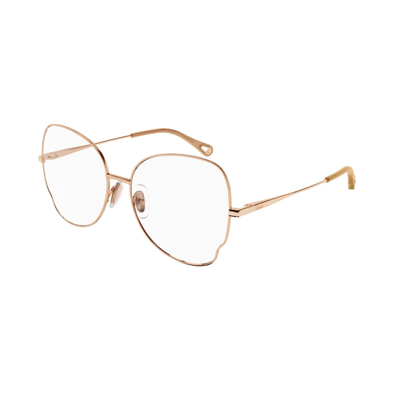 Chloe Eyeglasses Butterfly Full Rim, Gold Frame and Clear Demo Lenses Lens CH0098O002