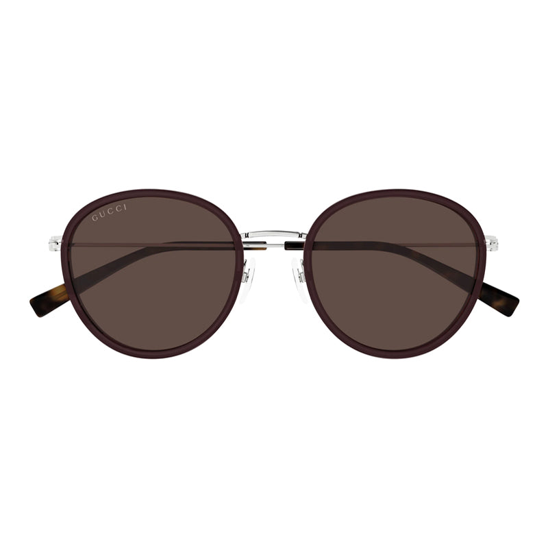 Gucci Sunglasses Square Full Rim, Brown/Silver Frame and Brown Lens GG1849S004