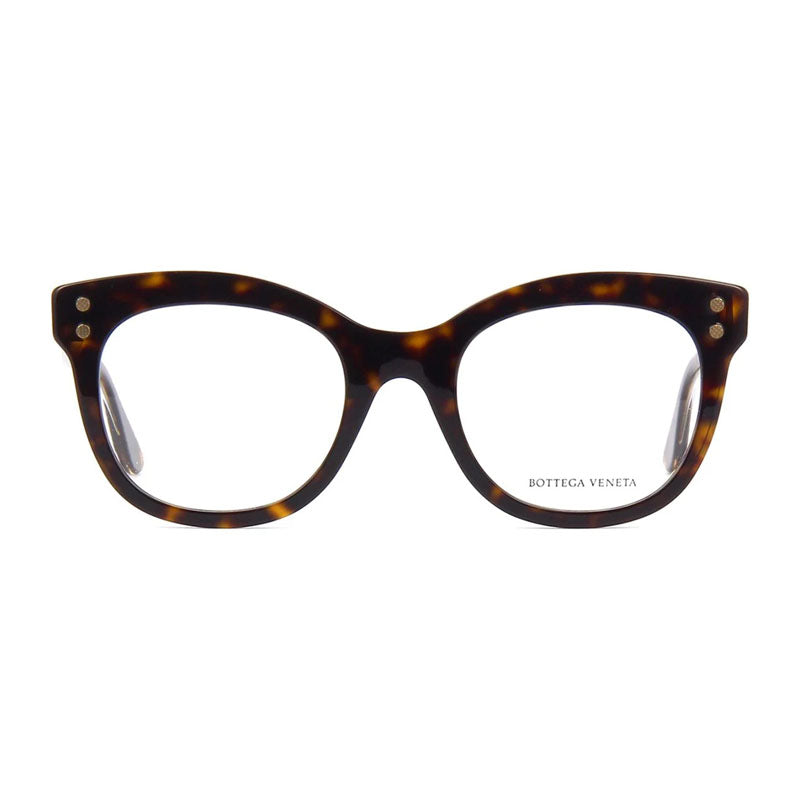 Bottega Veneta Eyeglasses Square Full Rim, Havana Frame and Clear Demo Lens Lens BV0241O002