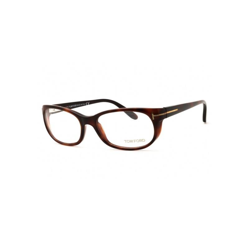 Tom Ford Eyeglasses Rectangle Full Rim, Havana Frame and Clear Demo Lenses Lens FT5229052
