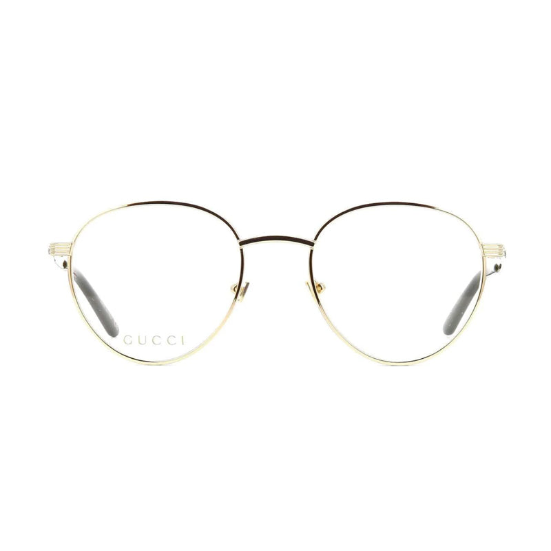 Gucci Eyeglasses Round Full Rim, Gold Frame and Clear Demo Lenses Lens GG0942O003