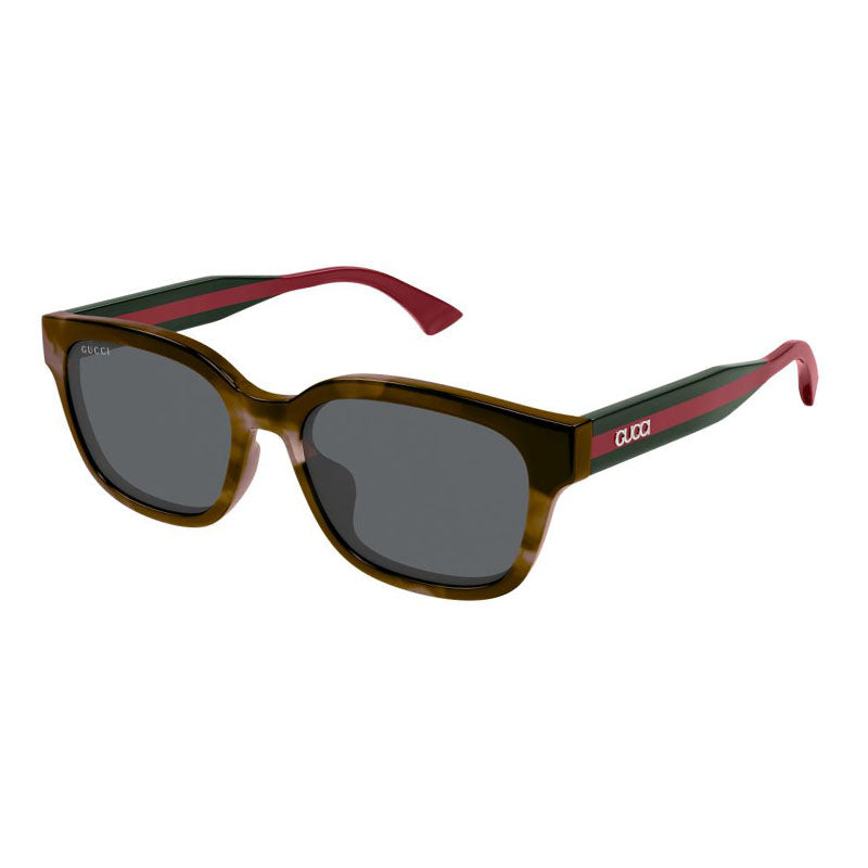 Gucci Sunglasses Square Full Rim, Brown Havana/Green/Red Frame and Green Lens GG1872SK003