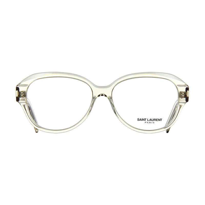 Saint Laurent Eyeglasses Oval Full Rim, Transparent Beige Frame and Clear Demo Lenses Lens SL411004