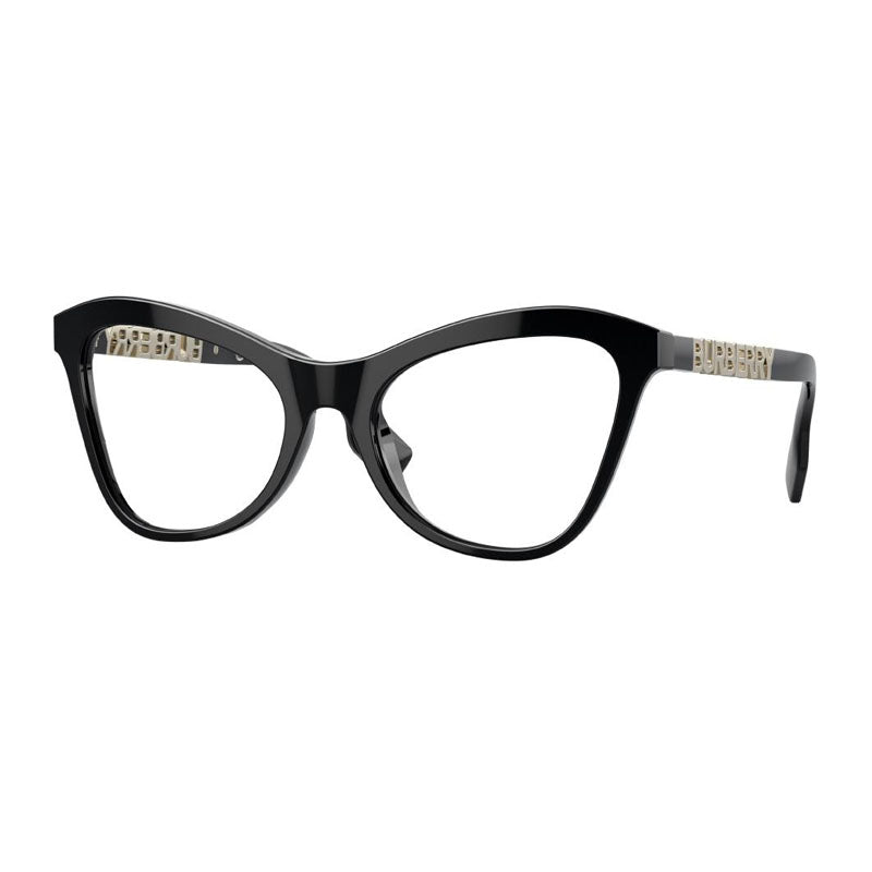 Burberry Eyeglasses Cat Eye Full Rim, Black Frame and Clear Demo Lenses Lens BE2373U3001