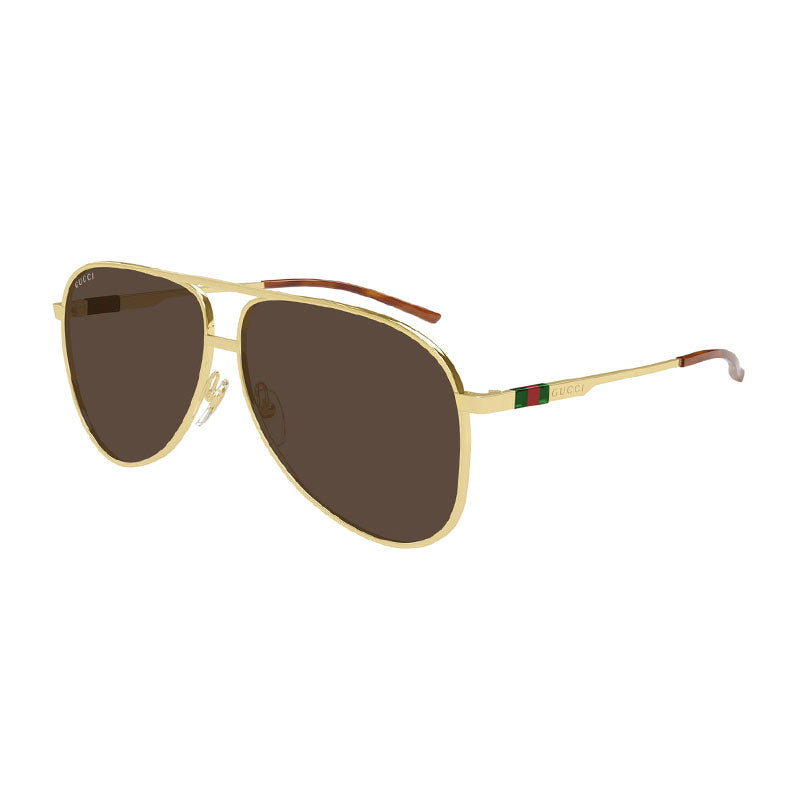 Gucci Sunglasses Aviator Full Rim, Gold Frame and Brown Lens GG1677S002