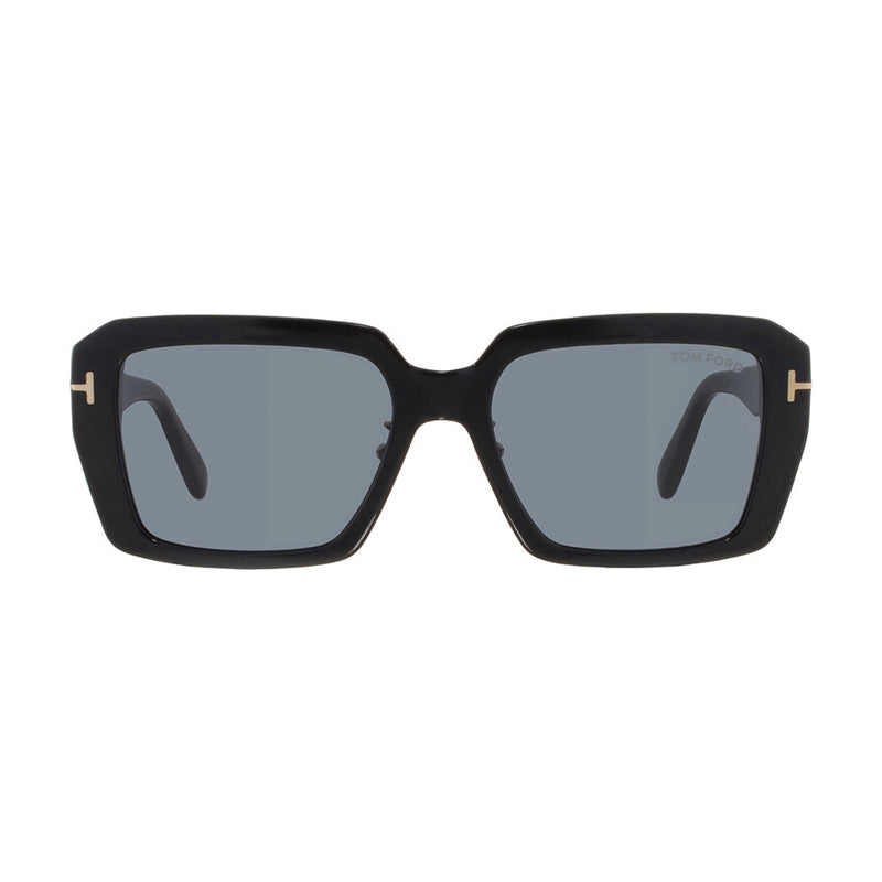 Tom Ford Sunglasses Square Full Rim, Shiny Black Frame and Smoke Lens FT1164-K01A