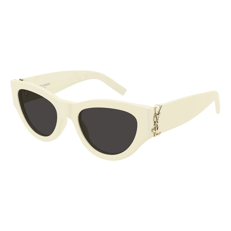 Saint Laurent Sunglasses Cat Eye Full Rim, Shiny Ivory Frame and Grey Lens SLM94012