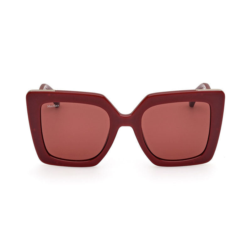 Max Mara Sunglasses Square Full Rim, Shiny Bordeaux/Gold Frame and Bordeaux Lens MM005169S