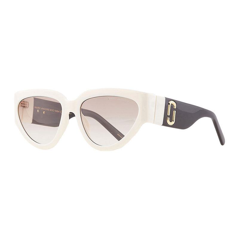 Marc Jacobs Sunglasses Cat Eye Full Rim, White/Black Frame and Brown Gradient Polarized Lens MARC645/S0CCPHA