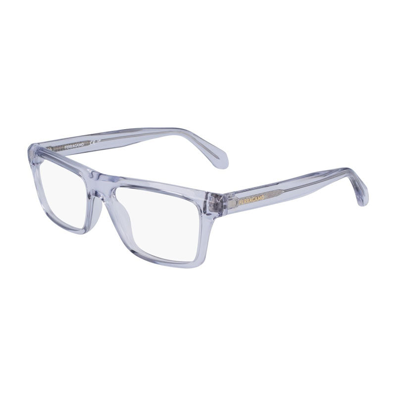 Ferragamo Salvatore Ferragamo Eyeglasses Rectangle Full Rim, Light Crystal Grey Frame and Clear Demo Lenses Lens SF2988050