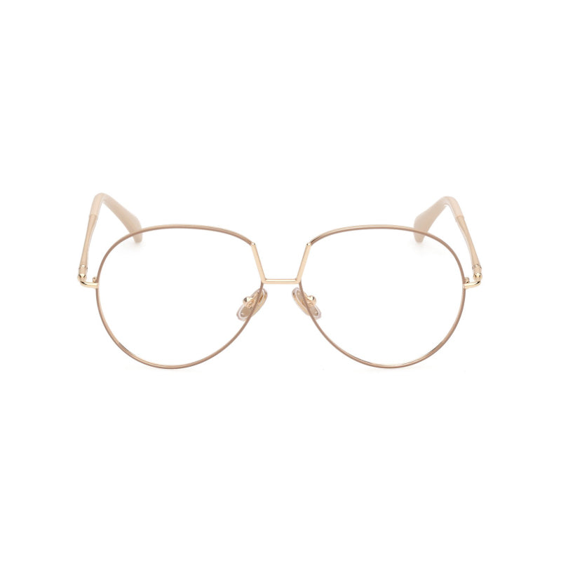 Max Mara Eyeglasses Round Full Rim, Gold Frame and Clear Demo Lems Lens MM5119045