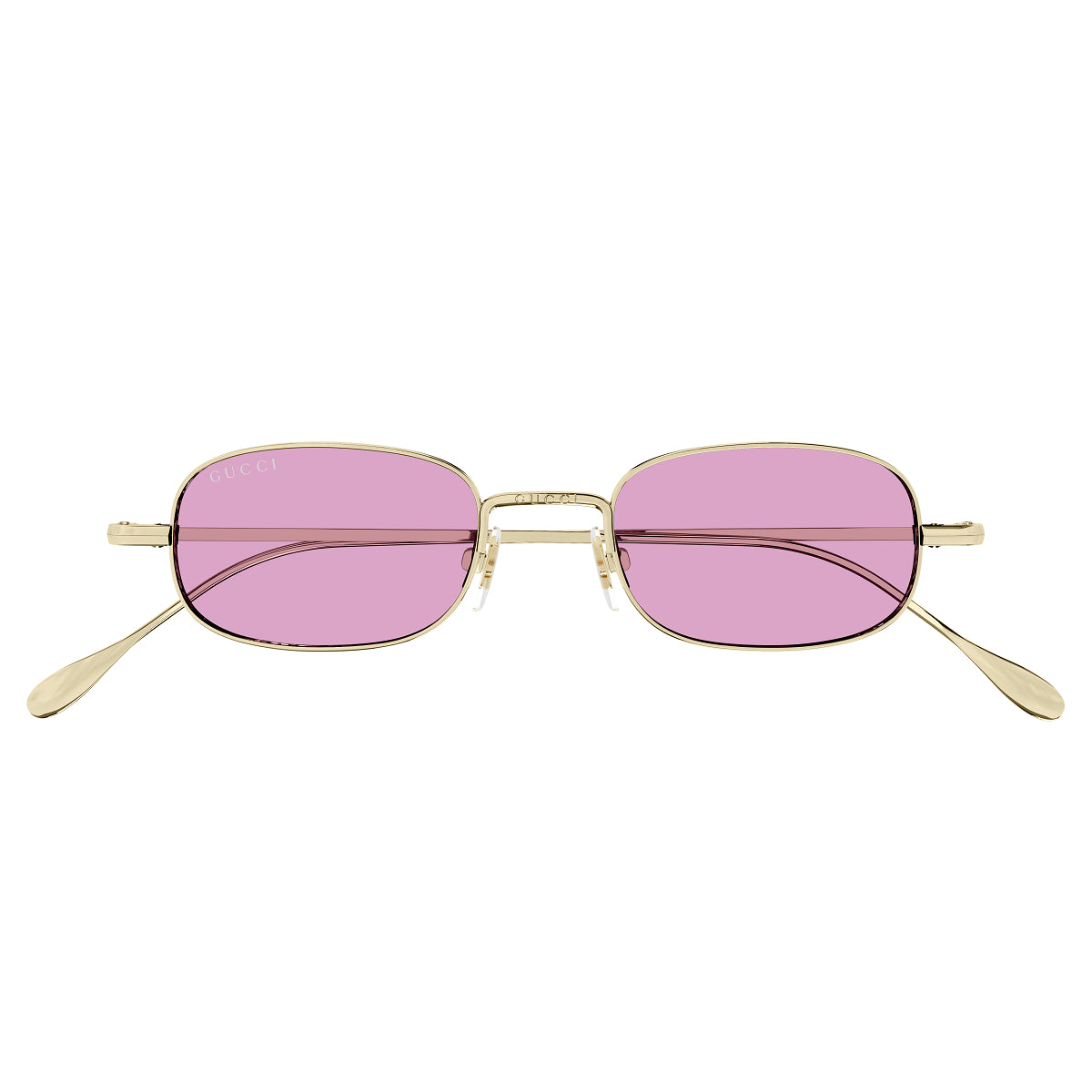 Gucci Sunglasses Square Full Rim, Gold Frame and Pink Lens GG1648S005