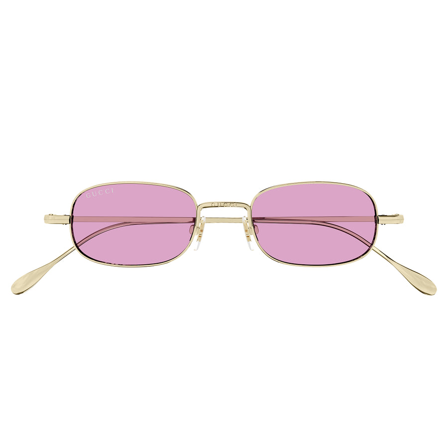 Gucci Sunglasses Square Full Rim, Gold Frame and Pink Lens GG1648S005