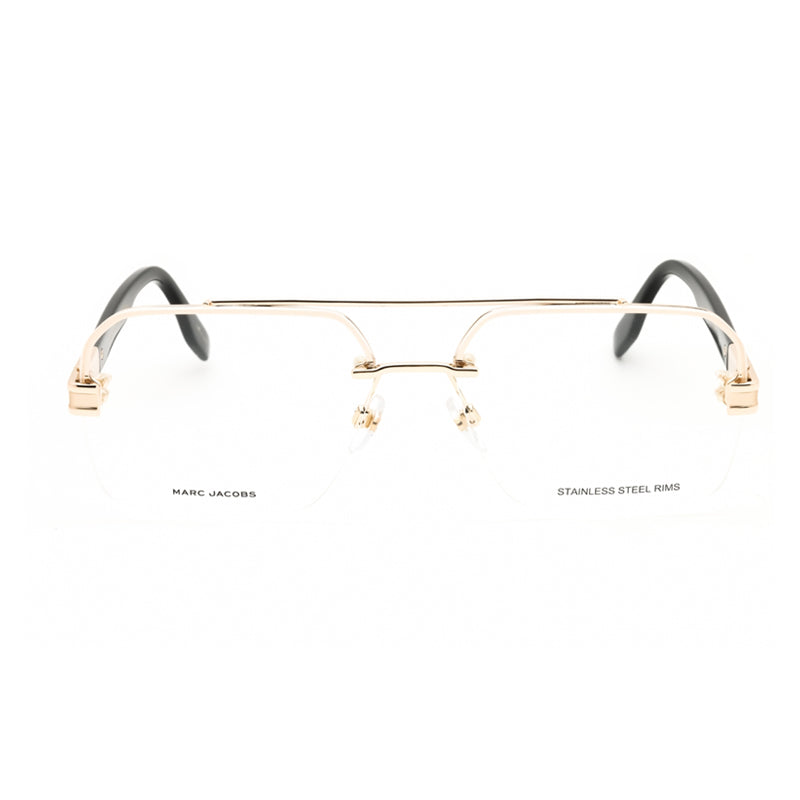 Marc Jacobs Eyeglasses Aviator Semi Rim, Gold Black Frame and Clear Demo Lenses Lens MARC7140RHL00
