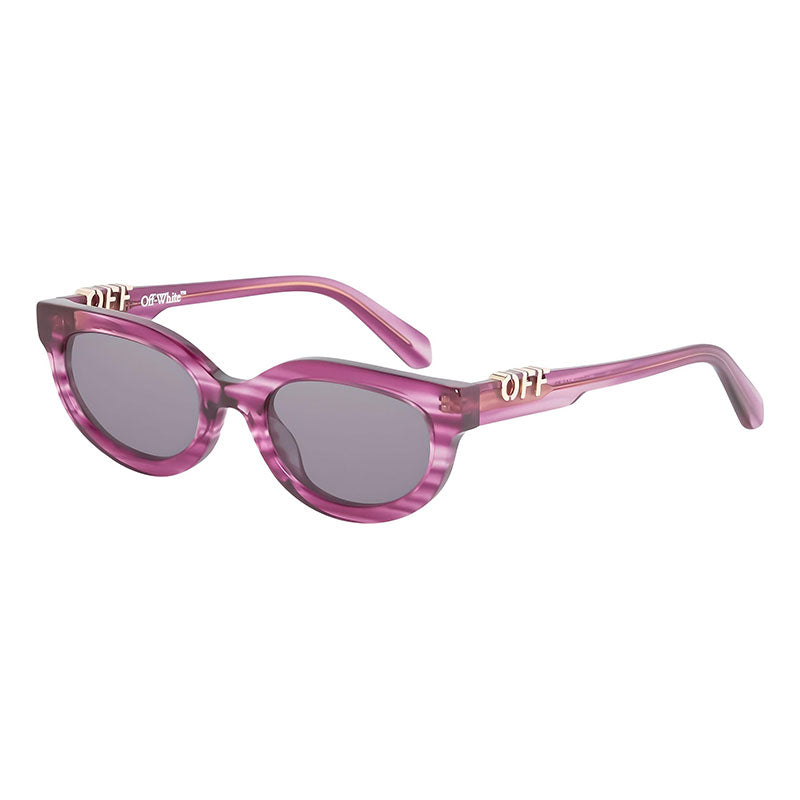 Off-White Sunglasses Cat Eye Full Rim, Striped Purple Frame and Dark Grey Lens OERI13DSPARKS3707