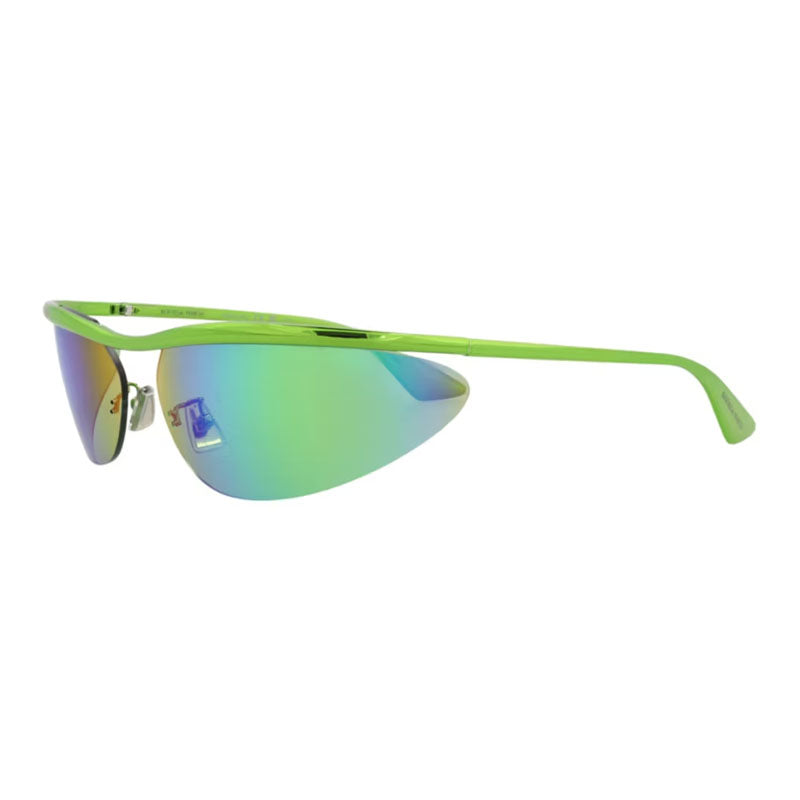 Bottega Veneta Sunglasses Shield Semi Rim, Green Frame and Green Mirror Lens BV1174S003