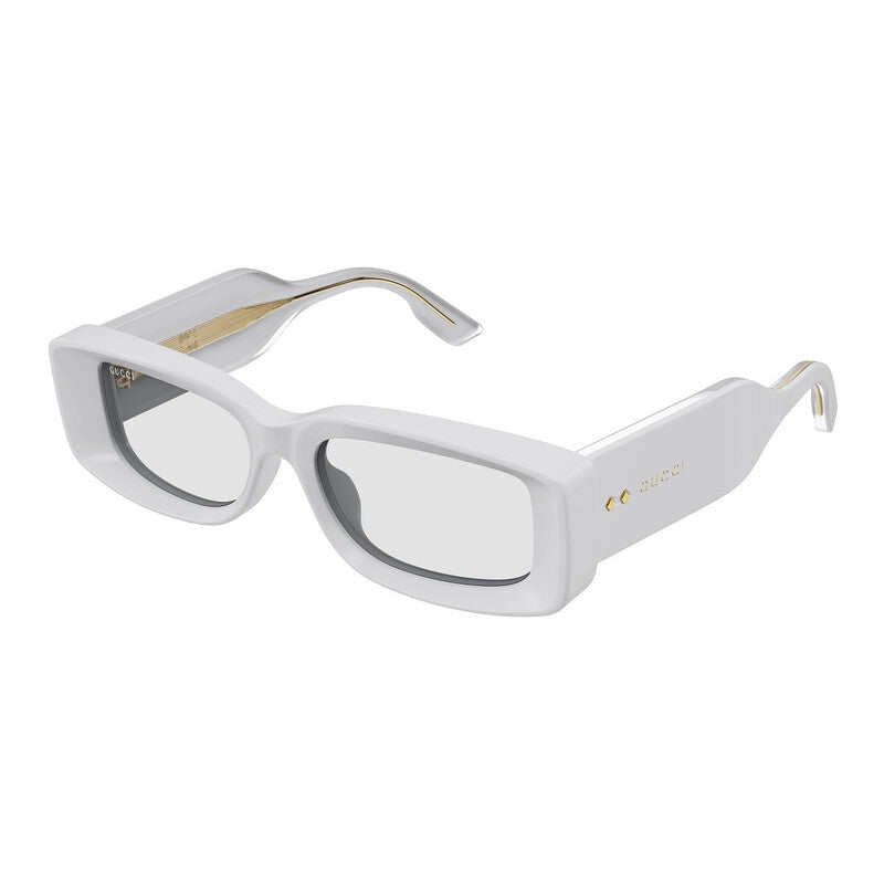 Gucci Sunglasses Rectangle Full Rim, Light Grey Frame and Clear Lens GG1528S005
