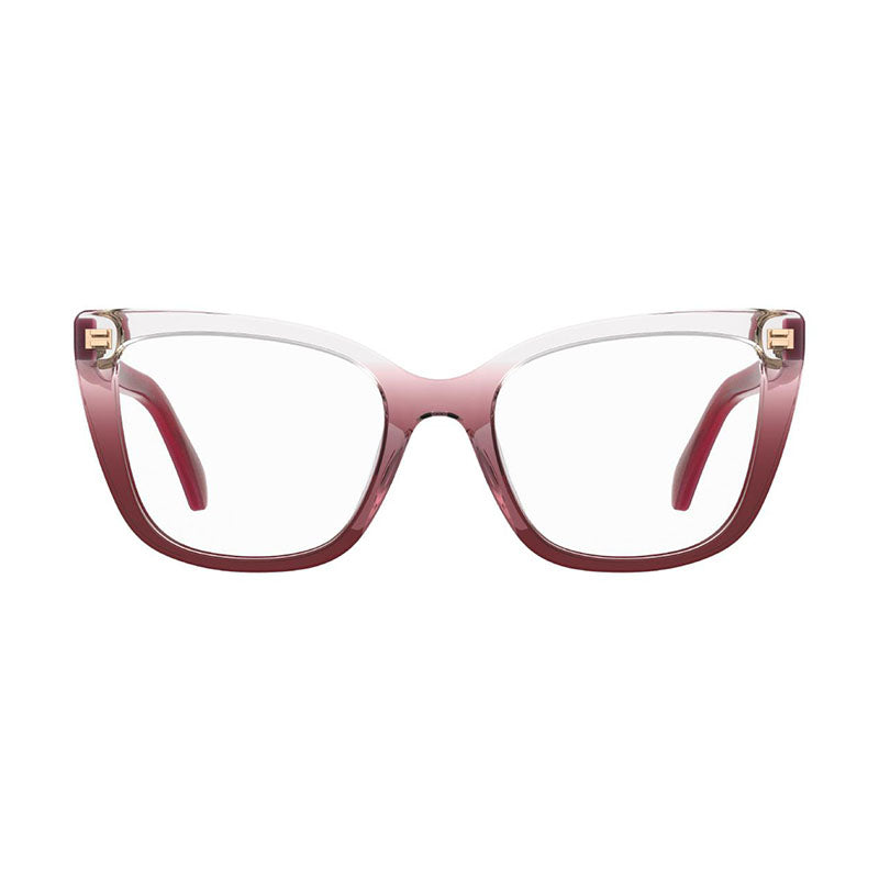 Moschino Eyeglasses Cat Eye Full Rim, Transparent Gradient Red Frame and Clear Demo Lens Lens MOS60306XQ00