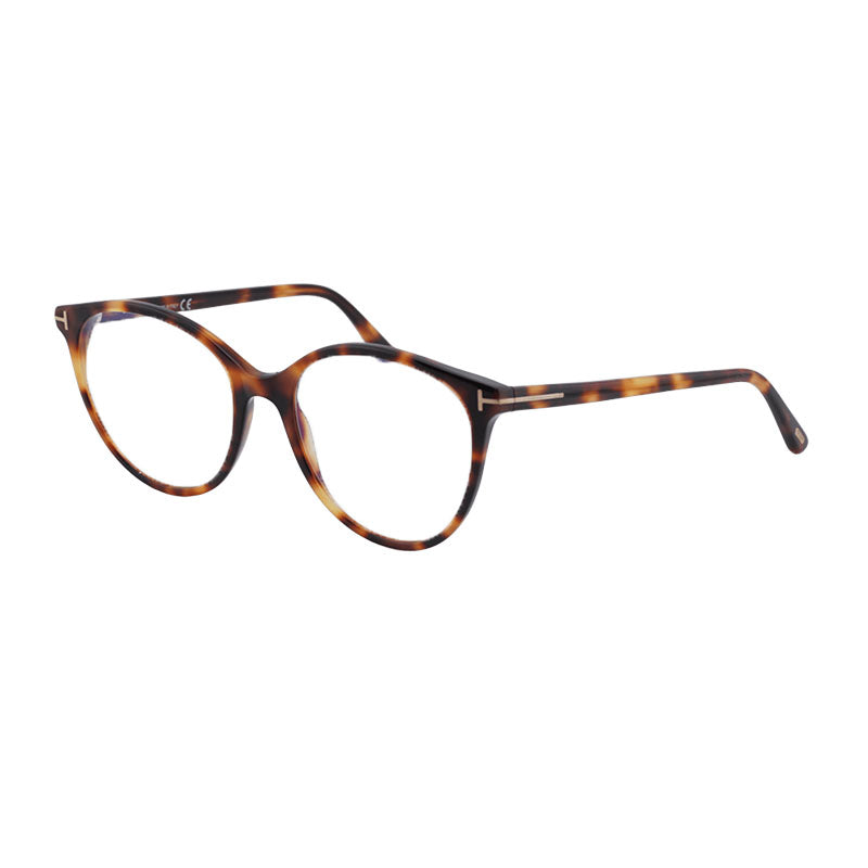 Tom Ford Eyeglasses Round Full Rim, Havana Frame and Clear Demo Lenses Lens FT5742-B053