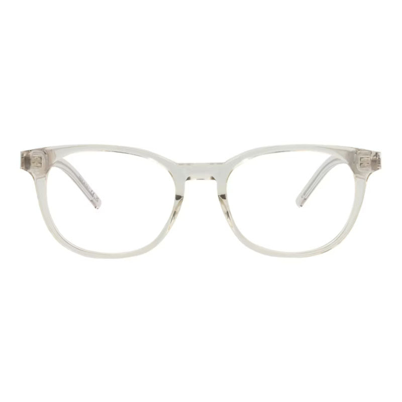 Saint Laurent Eyeglasses Round Full Rim, Transparent Beige Frame and Clear Demo Lenses Lens SLM111004