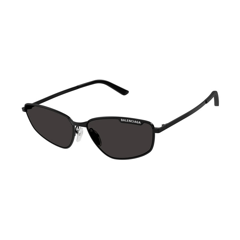 Balenciaga Sunglasses Rectangle Full Rim, Shiny Black Frame and Grey Lens BB0277S001