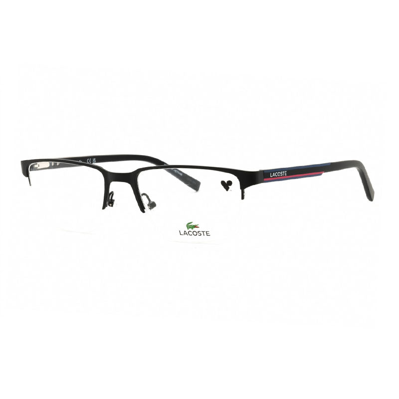 Lacoste Eyeglasses Rectangle Semi Rim, Matte Black Frame and Clear Demo Lenses Lens L2279N002