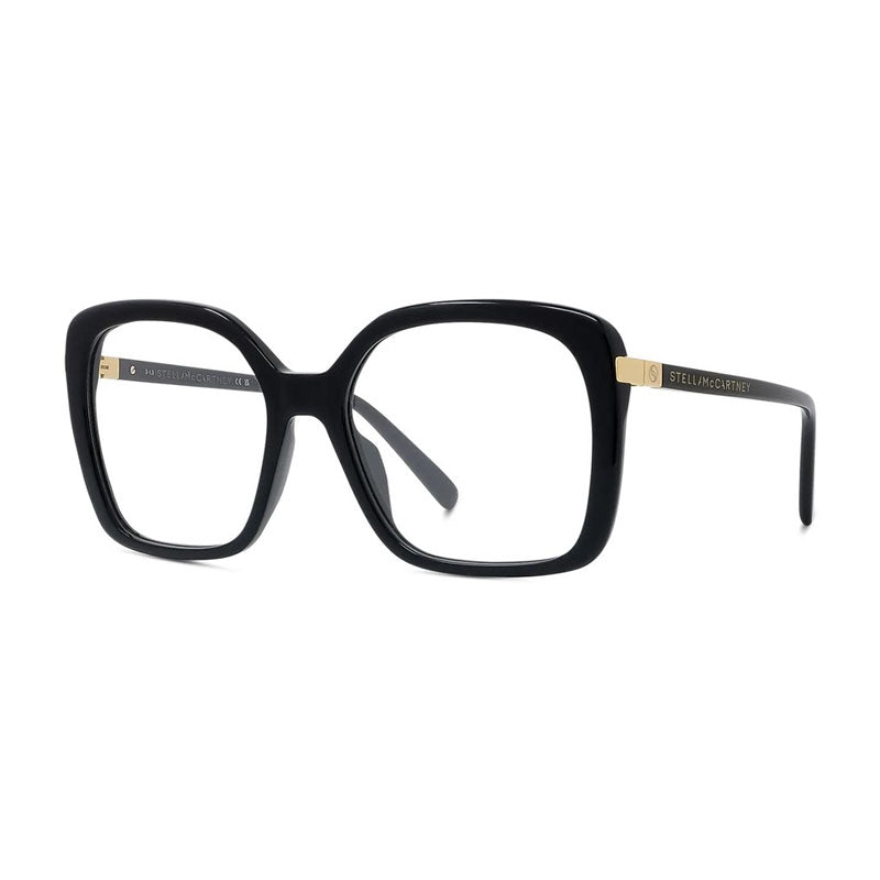 Stella McCartney Eyeglasses Square Full Rim, Shiny Black Frame and Clear Demo Lens Lens SC50044I001