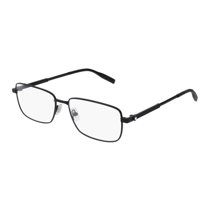 Montblanc Eyeglasses Rectangle Full Rim, Black Frame and Clear Demo Lens Lens MB0029O004