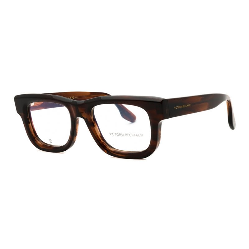 Victoria Beckham Eyeglasses Square Full Rim, Brown Horn Frame and Clear Demo Lenses Lens VB2671227