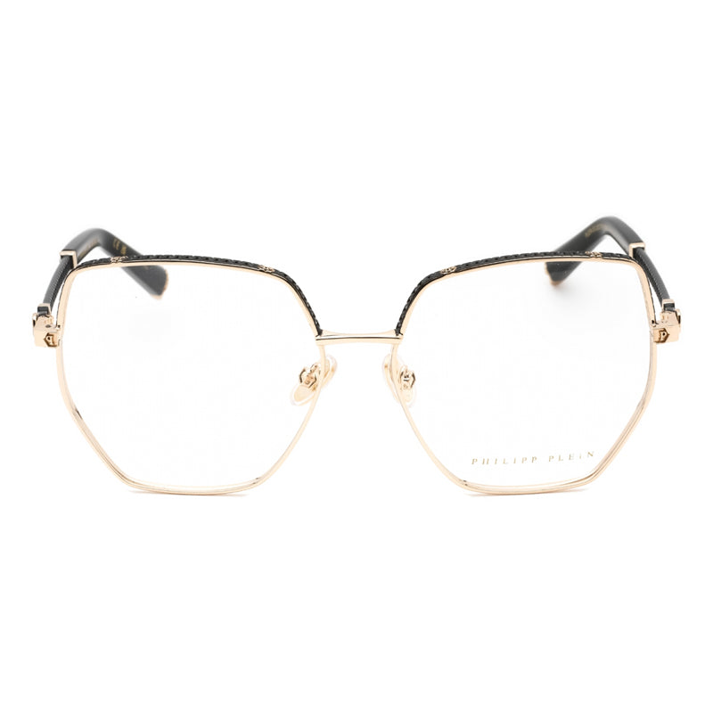 Philipp Plein Eyeglasses Butterfly Full Rim, Shiny Rose Gold Frame and Clear Demo Lenses Lens VPP054S0301