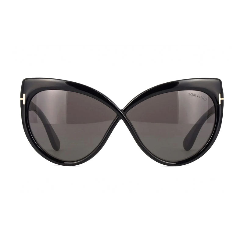 Tom Ford Sunglasses Butterfly Full Rim, Shiny Black Frame and Smoke Lens FT119601A