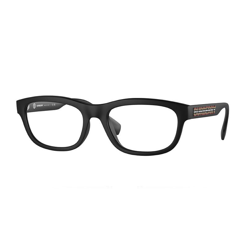 Burberry Eyeglasses Rectangle Full Rim, Matte Black Frame and Clear Demo Lenses Lens BE2385U3464