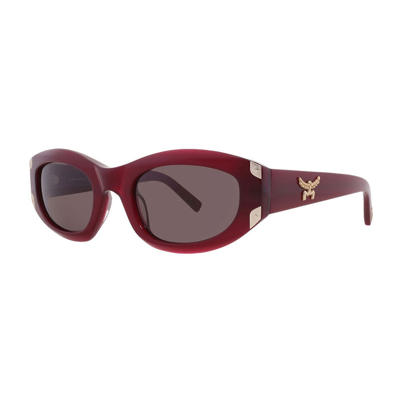 Mcm Sunglasses Oval Full Rim, Bordeaux Frame and Brown Lens MW000669A