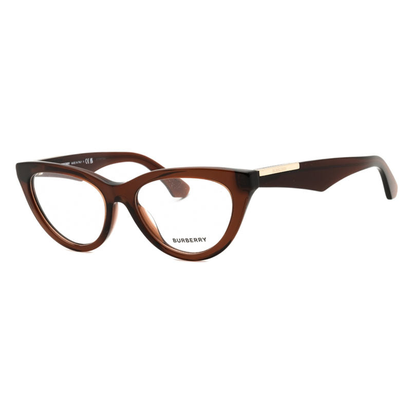 Burberry Eyeglasses Cat Eye Full Rim, Brown Frame and Clear Demo Lenses Lens BE2418U4144