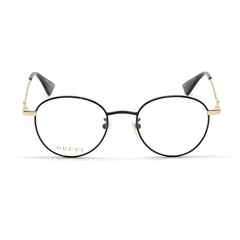 Gucci Eyeglasses Square Full Rim, Black/Gold Frame and Clear Demo Lens Lens GG0607OK003