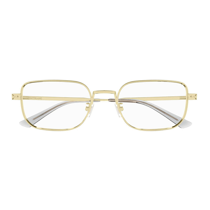 Montblanc Eyeglasses Square Full Rim, Gold Frame and Clear Demo Lens Lens MB0267O004