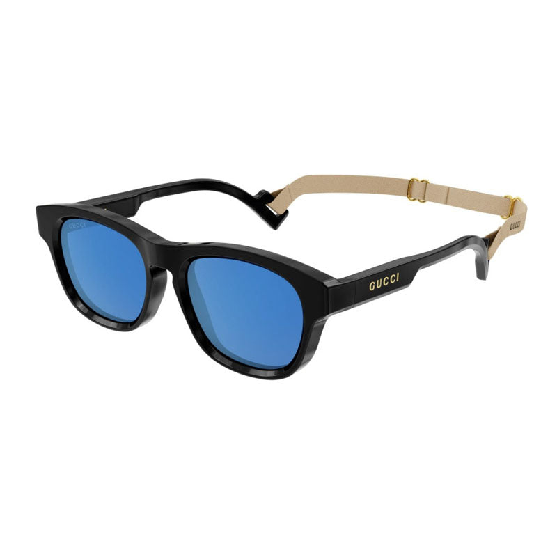 Gucci Sunglasses Square Full Rim, Black Frame and Blue Lens GG1238S002
