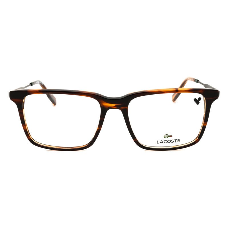 Lacoste Eyeglasses Rectangle Full Rim, Havana Frame and Clear Demo Lenses Lens L2925214