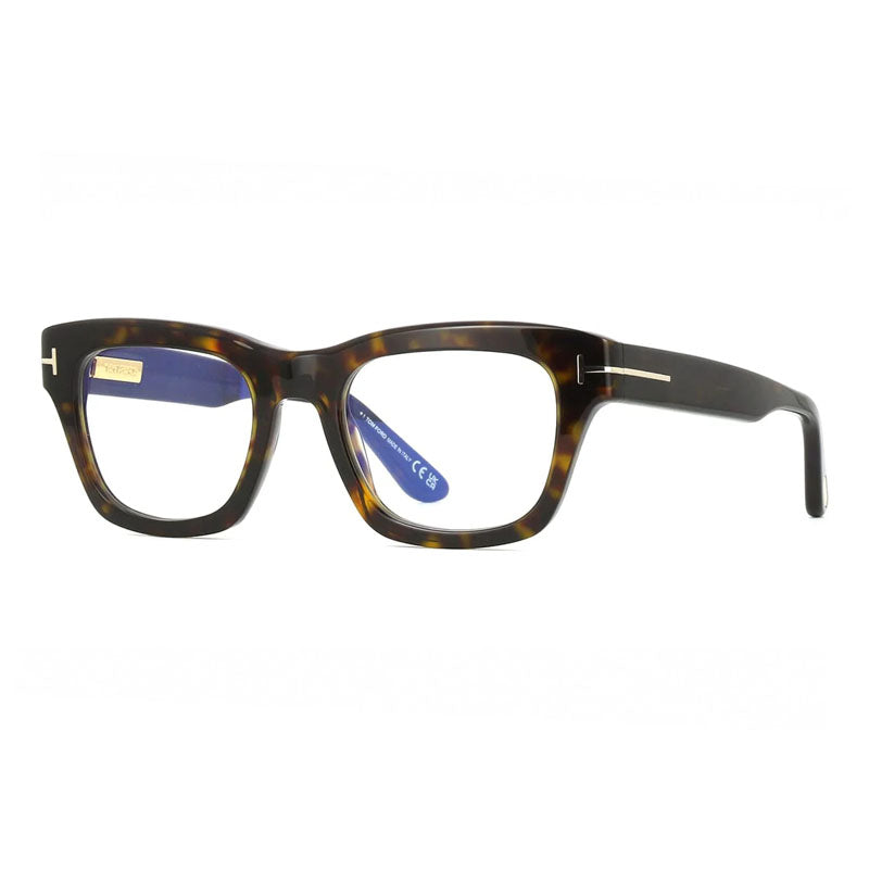 Tom Ford Eyeglasses Square Full Rim, Dark Havana Frame and Clear/Blue Light Block Lenses Lens FT6036-B052