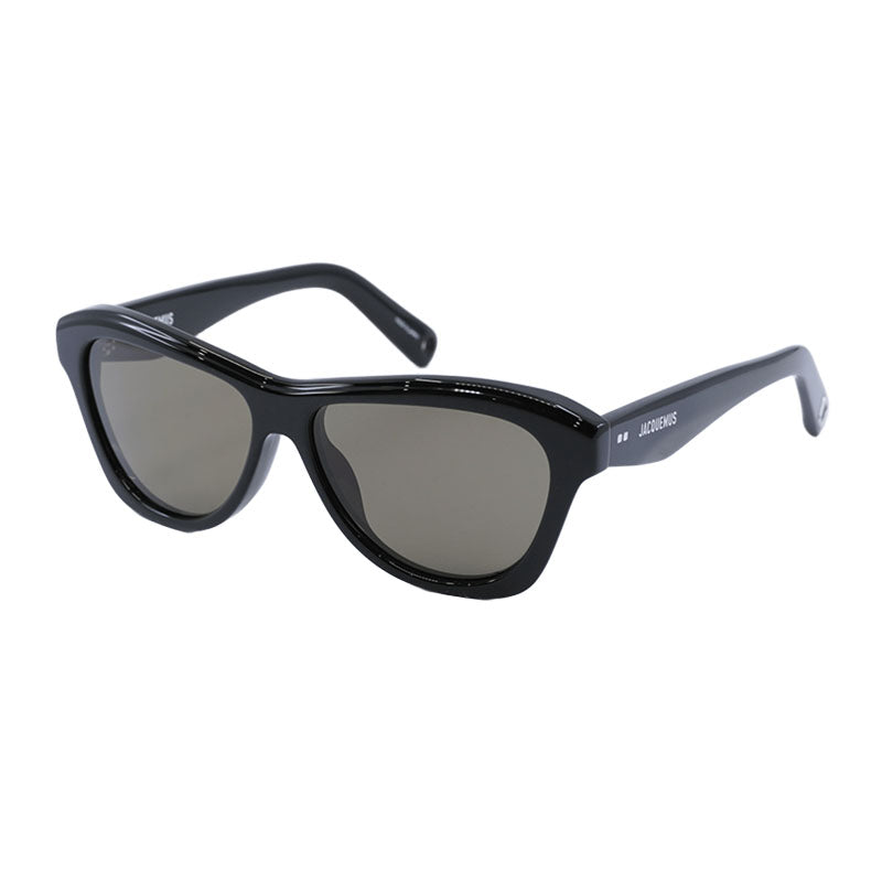 Jacquemus Sunglasses Cat Eye Full Rim, Shiny Black Frame and Grey Lens JAC/59C1