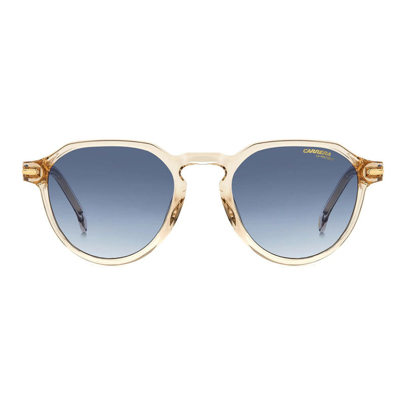 Carrera Sunglasses Oval Full Rim, Shiny Beige Frame and Dark Blue Gradient Lens CARRERA314/S010A08