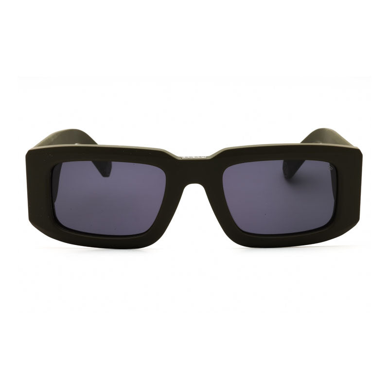 Philipp Plein Sunglasses Rectangle Full Rim, Matte Green Frame and Blue Lens SPP1490C02