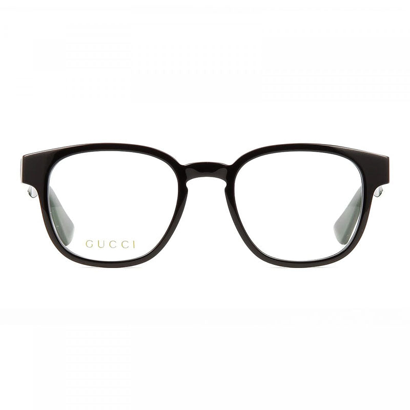 Gucci Eyeglasses Round Full Rim, Black Green Frame and Clear Demo Lenses Lens GG0927O001