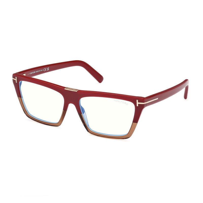 Tom Ford Eyeglasses Square Full Rim, Violet Frame and Clear/Blue-Light Block Lenses Lens FT5912-B083