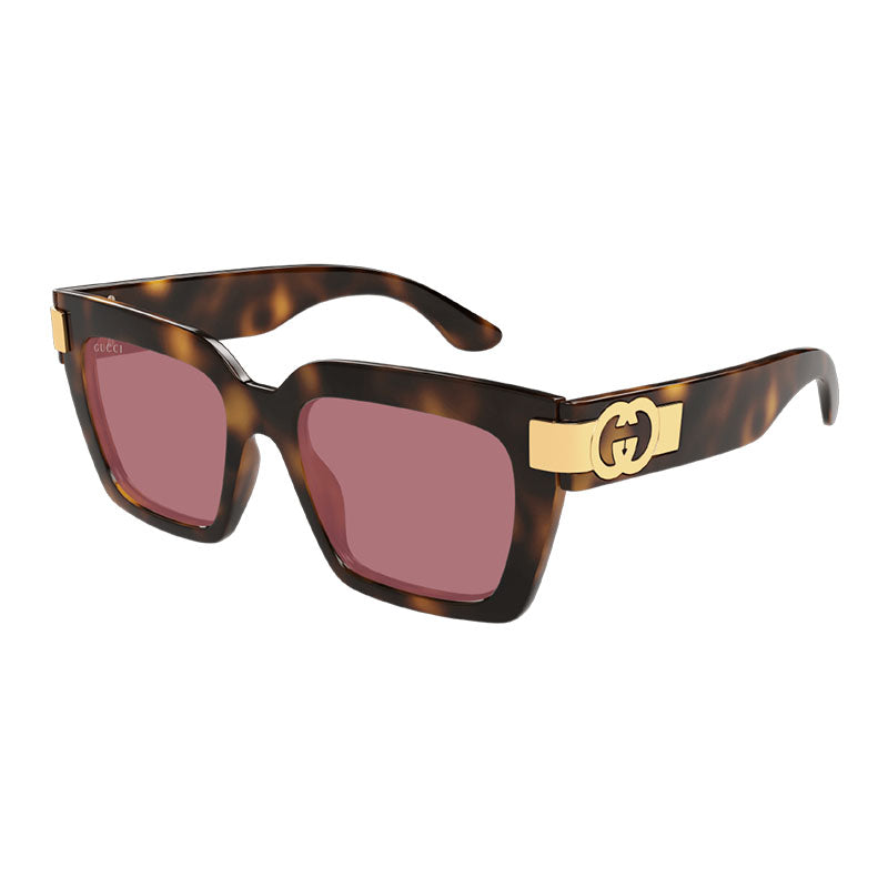 Gucci Sunglasses Square Full Rim, Havana Frame and Violet Lens GG1689S002