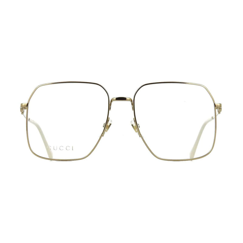Gucci Eyeglasses Square Full Rim, Gold Frame and Clear Demo Lenses Lens GG0952O001