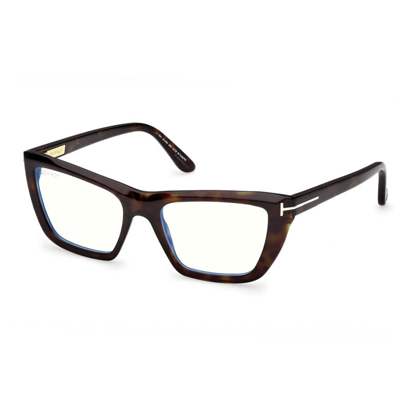 Tom Ford Eyeglasses Cat Eye Full Rim, Dark Havana Frame and Clear/Blue Light Block Lenses Lens FT6047-B052