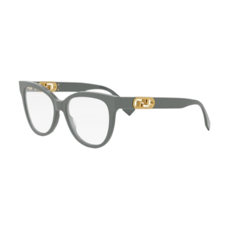 Fendi Eyeglasses Square Full Rim, Grey Frame and Clear Demo Lens Lens FE50093I020